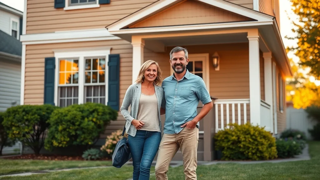 Residential painting Lexington - Happy Lexington family outside transformed, vibrantly painted house at sunset