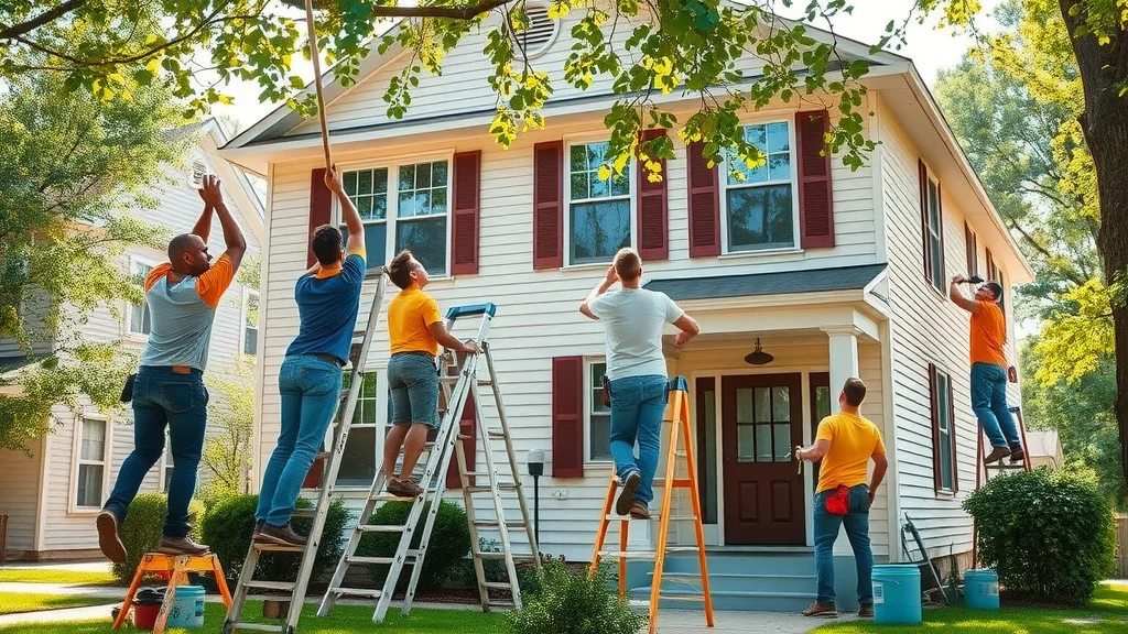 painting crew Columbia SC working on exterior house painting project