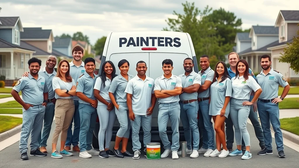 Professional painting company team in Columbia SC in front of company van