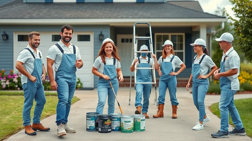 Painting crew setting up outside a South Carolina home - leading local painting company for house painting