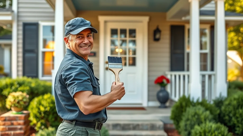 Professional painter painting the front door of a charming Columbia, SC house - columbia sc painting services inviting home exterior