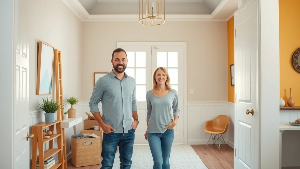 Homeowners celebrating in a freshly painted Columbia, SC entryway - best painter in Columbia SC