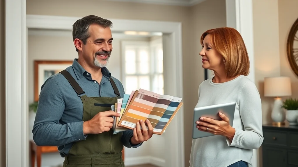 painters in columbia professional consultation with color swatch samples in a Columbia SC home foyer