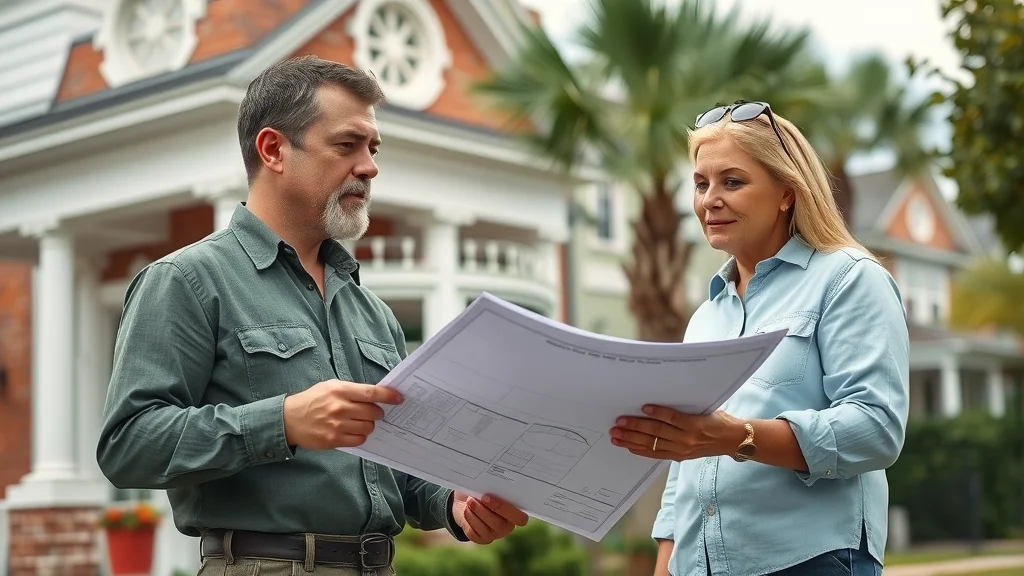 Experienced local painting contractor consulting outside a commercial building in South Carolina