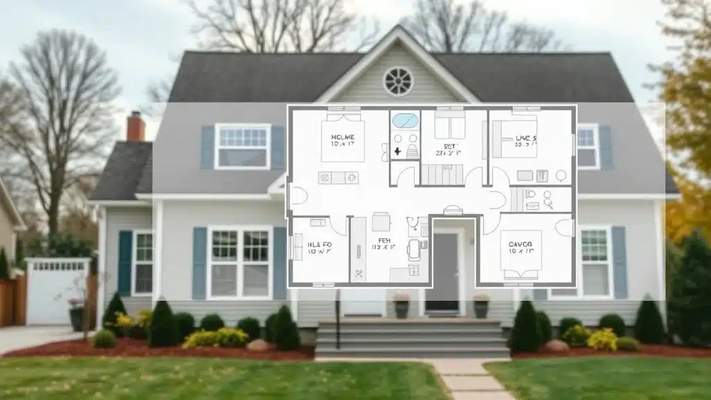 2000 sq ft Columbia home floor plan overlay with room-by-room painting cost breakdown