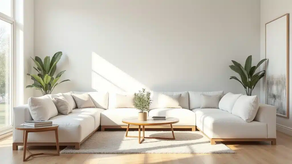 Modern, airy living room with freshly painted walls in Columbia SC