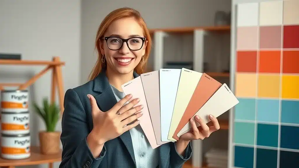 Professional house painting color consultant in Columbia presenting a curated palette to a homeowner