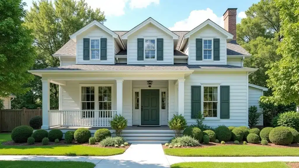 Freshly painted Southern suburban home exterior in Columbia SC neighborhood