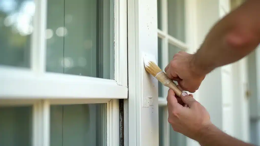 Expert painter giving precise finish to Columbia SC home's window trim