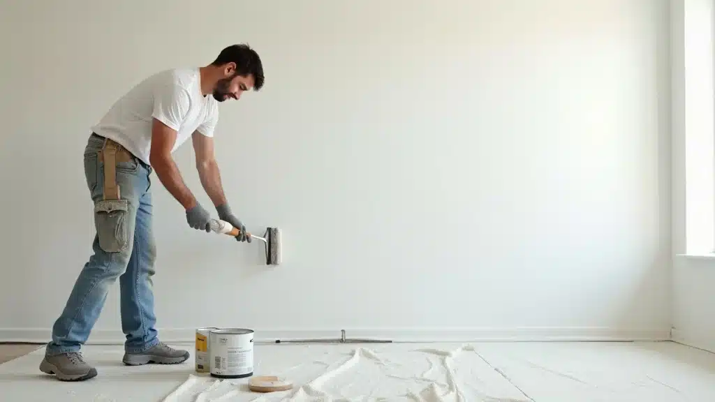 Professional painter preparing home for interior painting in Columbia SC