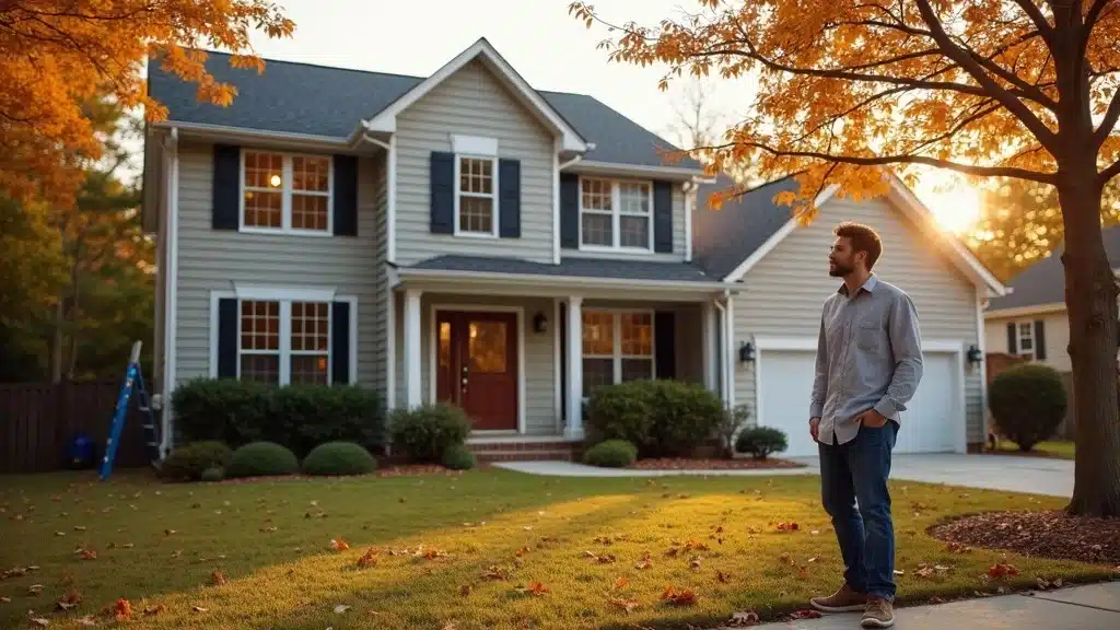 Modern Columbia SC home with fresh paint, homeowner admiring results, best time to paint