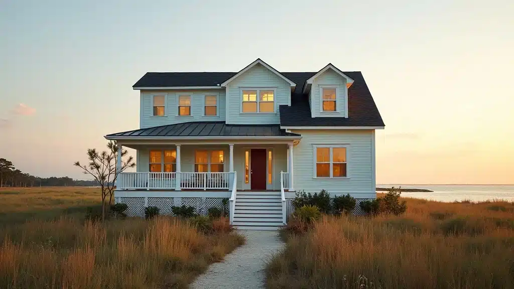 Columbia SC coastal home endures salt wind and humidity; robust painted exterior looks clean and fresh