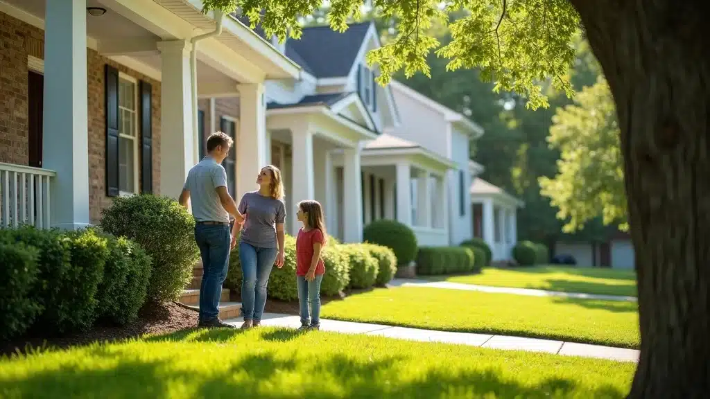 Inviting southern suburban home exterior with lush Columbia SC landscape — exterior painting example