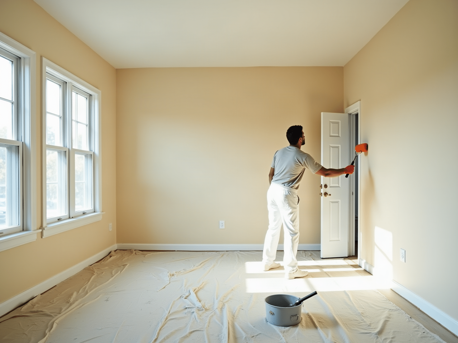 Painter preparing an interior for a rental turnover in Columbia, South Carolina.
